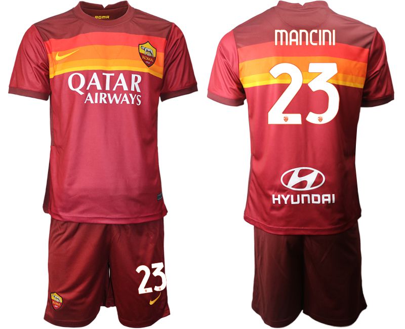 Men 2020-2021 club AS Roma home #23 red Soccer Jerseys